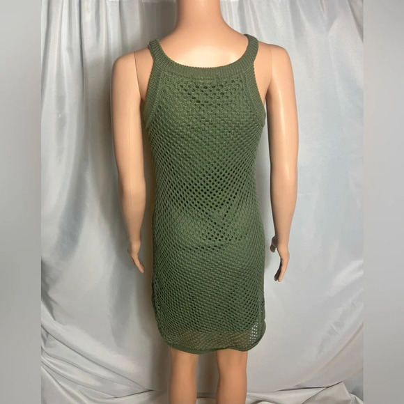 Charlotte Russe NWT Women’s Knit Mesh Olive Green Mini Dress Sleeveless Size M - Picture 5 of 9